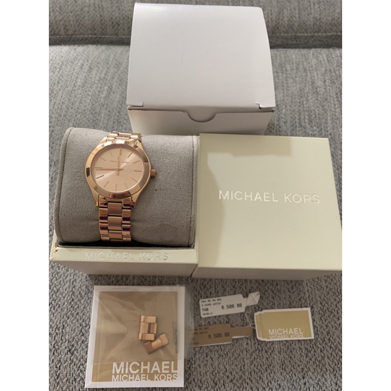 นาฬิกา MICHAEL KORS Slim Runway - Rose Gold MK3513 ของแท้ 💯%