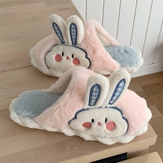 รองเท้าใส่เดินในบ้าน รองเท้าสลิปเปอร์ slippers ผ้าขนนุ่มใส่สบาย ลายตุ๊กตา น่ารักมาก