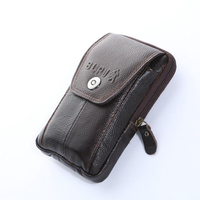 【สินค้าพร้อมส่ง】 โปรโมชั่น กระเป๋าสุภาพบุรุษ ร้อยเข็มขัดคาดเอว กระเป๋าหนังใส่มือถือ ทำจากหนังแท้ แนววินเทจอย่างดี ทร