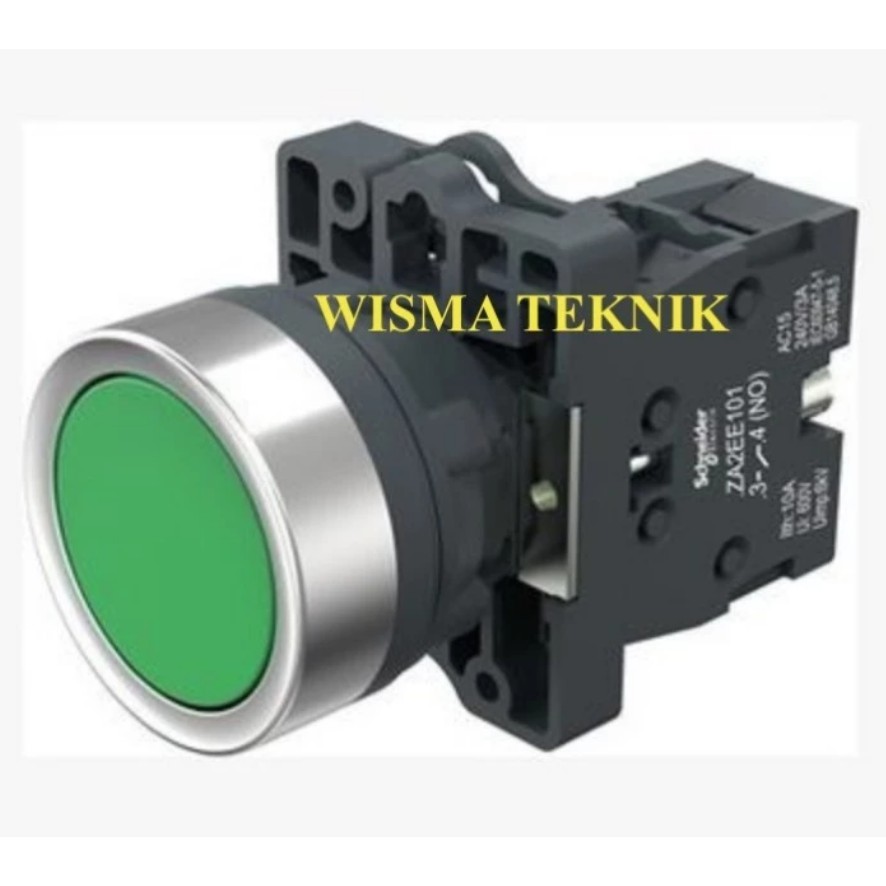 ปุ่มกดฟลัช สีเขียว 1NO Schneider XA2EA31