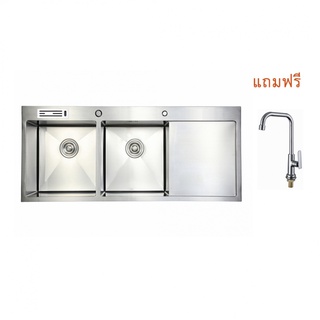 KOCH KITCHEN อ่างล้างจาน 2 หลุมมีที่พัก SUS304 HM-12050-SA