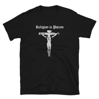 T-shirt  เสื้อยืด ผ้าฝ้าย 100% พิมพ์ลาย Antichrist Atheist Occult Gothic Punk Satan Religion Poison LHZYS-5XL