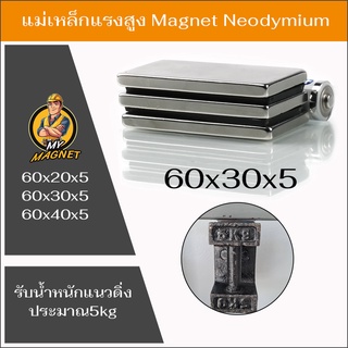 1ชิ้นแม่เหล็กขนาด60x20x5มิล60x30x5มิล หรือ60x40x5มิลแม่เหล็กแรงสูงกลมแบน แรงดูดสูง ชุบนิเกิล พร้อมส่ง