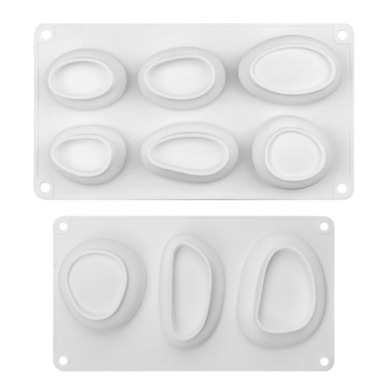 KIIK 2 Cavities 3D Full-Size Stone แม่พิมพ์ซิลิโคนวงรี Pebble Stone Baking Pan