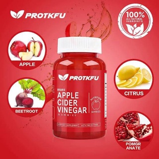 ProTKFU  Apple Cider Vinegar Gummies 1 ขวด 60 เม็ด 1000mg นำเข้าจาก USA แท้ 100% พร้อมส่ง! แอปเปิ้ลไซเดอร์ หมากฝรั่ง