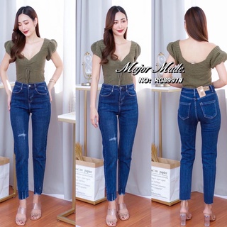 Ruige Jeans กางเกงยีนส์ 8 ส่วนสีเข้ม•No.Rg8997