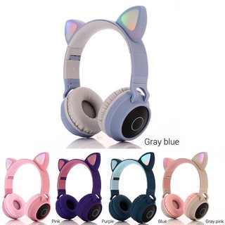 （พร้อมส่ง）ZW-028 หูฟังมาใหม่ ไฟLed เป็นหูแมวบลูทู ธ 5.0 หูฟังแมวสนับสนุน Tf การ์ด