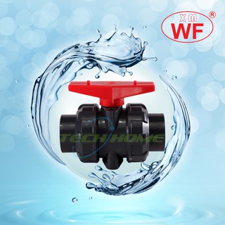 WF True Union Ball Valve UPVC {Handle Red Color} # (ANSI Fitting) Size 2" - 3"