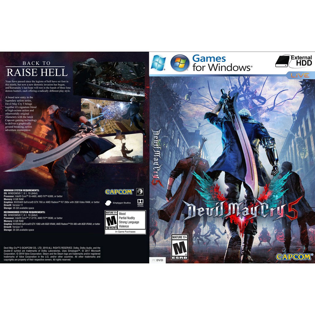 Devil May Cry 5 + 31 DLCs เกมพีซีออฟไลน์ [Pendrive INSTALLATION]