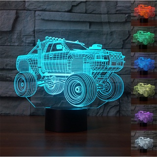 โคมไฟตั้งโต๊ะ LED SUV 3D ไล่โทนสี 7 สี สําหรับยานพาหนะออฟโร้ด