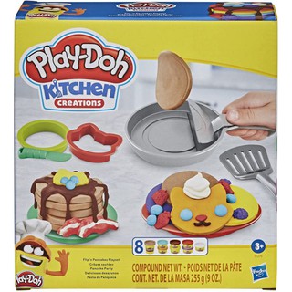 Play-Doh Kitchen Creations Flip n Pancakes Playset 14-Piece Breakfast, 8 Non-Toxic Modeling Compound Colors by Hasbro