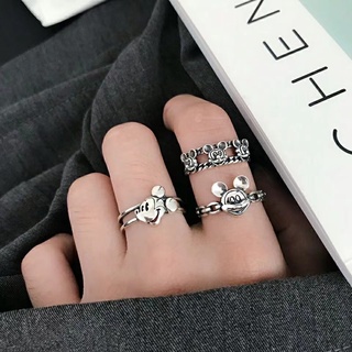 Fashion New Ins Cute Cartoon Retro Mickey Ring Korea Dongdaemun Cute Mickey Mouse Opening Ring Student Gift Jewelry