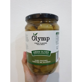 พร้อมส่ง !! โอลิม มะกอกเขียว สอดไส้พริกจาลาพีโน ขนาด 700 กรัม GREEN OLIVES STUFFED WITH JALAPENO PEPPER 700 g.