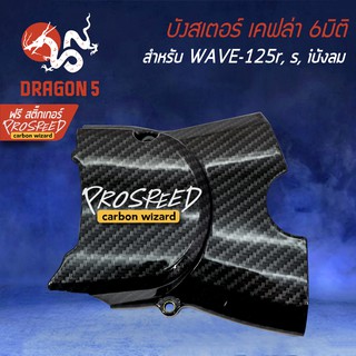 บังสเตอร์ ครอบสเตอร์ WAVE-125r, s, iบังลม เคฟล่า 6มิติ +ฟรี สติ๊กเกอร์ PROSPEED 1อัน สำหรับ WAVE-125R,S