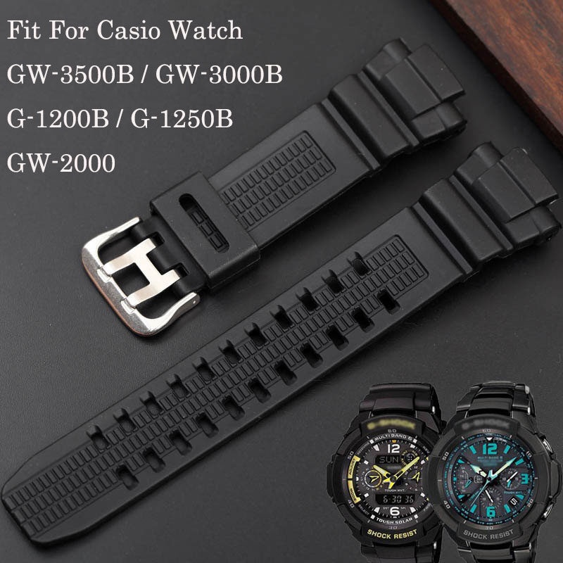 สายนาฬิกาเปลี ่ ยนสีดําสําหรับ Casio GW-3500B GW-3000B นาฬิกา G-1200B G-1250B GW-2000 สายรัดข ้ อมือ