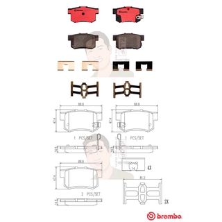 P28 039C ผ้าเบรก R (แท้ BREMBO รุ่น Ceramic) HONDA ซีอาร์-วี CR-V (Gen 2) 2.0i Vtec 2.4 Vtec, Prestige ปี2002-2007