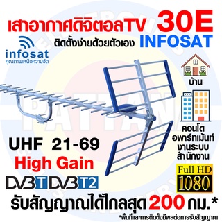 เสาอากาศดิจิตอลทีวี INFOSAT ขนาด 30E HIGH GAIN UHF21-69 รับได้ไกลสุด200km ติดตั้งง่ายสัญญาณแรง