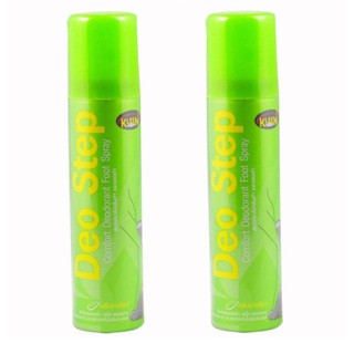 ﻿สเปรย์ระงับกลิ่นเท้าและรองเท้า กลิ่นกรีนทรี Green Tea 60 มล. ดีโอ สเตป Deo Step (เขียว) x 2 ขวด