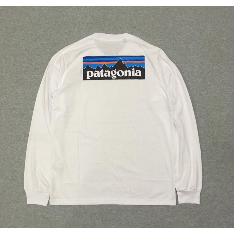 เสื้อยืดแขนยาว พิมพ์ลายโลโก้ Patagonia P6 สีขาว