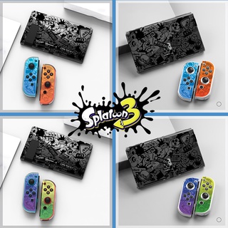 Splatoon 3 เคสนิ่ม กันกระแทก กันรอยขีดข่วน สีเหลือง และนิ้วหัวแม่มือ 2 ชิ้น สําหรับ Nintendo Switch OLED 2021