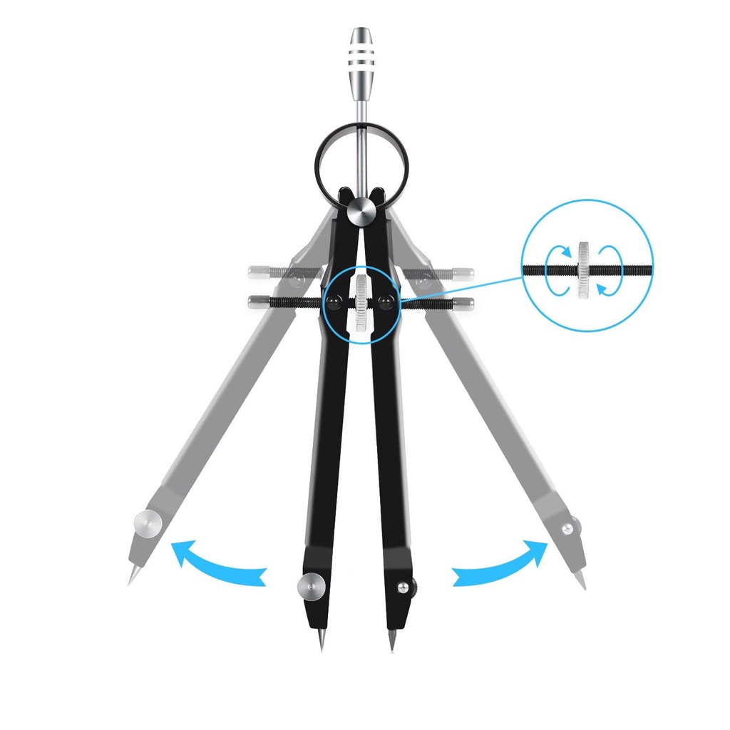 2 Pack Professional Compass Fit for Drafting JARLINK Math & Geometry Compass with Lock Black Measuring Metal and Durable Compass for Solid and Plane Precision Tool Drawing 