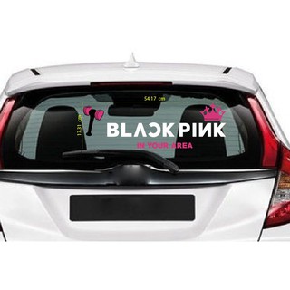 สติกเกอร์ ตัด ไดคัท BLACK PINK In Your Area มงกุฎ ฆ้อน ขนาดประมาณ 54.17 ซม. Sticker PVC กันน้ำ ทนแดด แต่ง รถ BlackPink