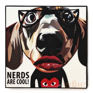 Dog หมา Nerds are cool เนิร์ด รูปภาพ​ติด​ผนัง​ pop art สุนัข สัตว์เลี้ยง แต่งบ้าน ของขวัญ กรอบรูป รูปภาพ