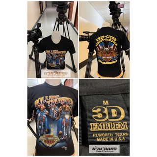 เสื้อยืดผู้ชาย เสื้อฮาเลย์ (harley davidson)  ป้าย 3D EMBLEM ผ้าบาง50/50 เสื้อผ้า เสื้อวินเทจ