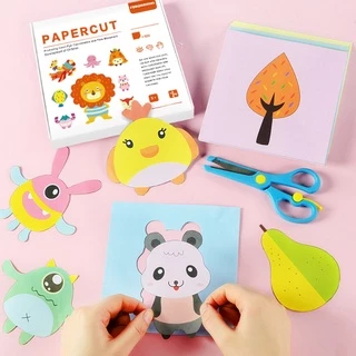 ชุดตัดกระดาษสำหรับเด็ก ของเล่น DIY เสริมพัฒนาการ เหมาะสำหรับเด็กอายุ 3-6 ขวบ ชุดงานฝีมืออนุบาล