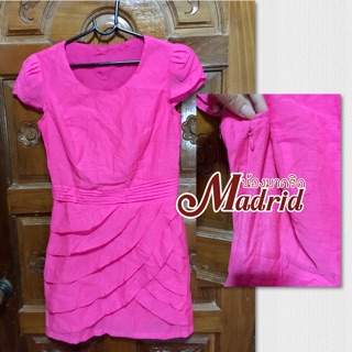 เดรสสั้น สีชมพู S-M ซิปข้าง
