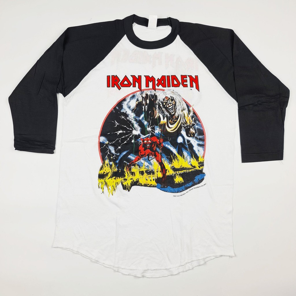 เสื้อยืดแขนสามส่วนวง Iron Maiden World Tour 1982-83 Size.M