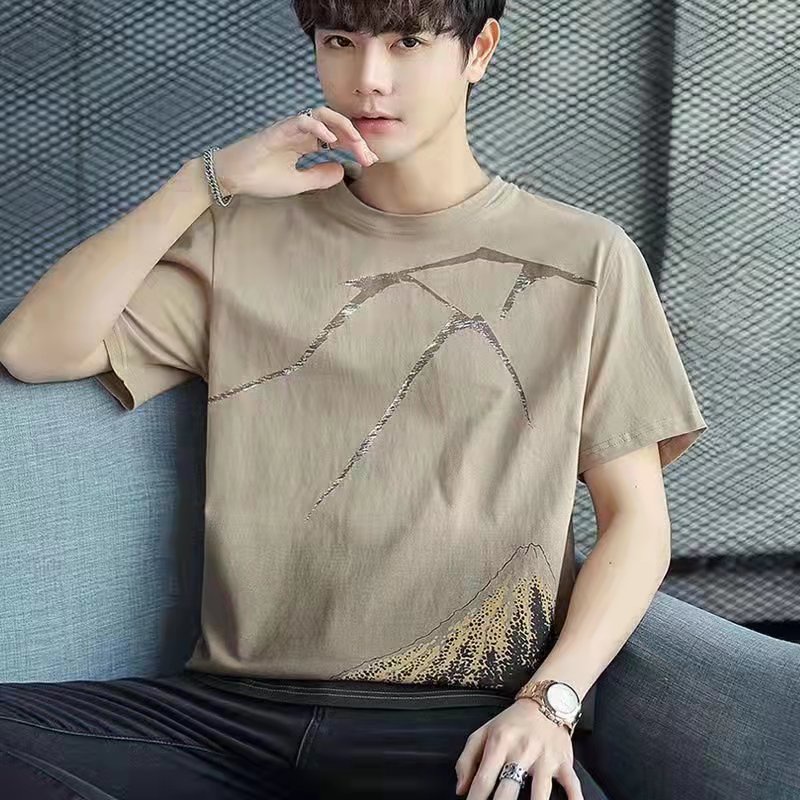 ส่งเร็วเสื้อยืดแขนสั้นผู้ชายเสื้อยืดคอกลมสไตล์เกาหลีฤดูร้อน Men's short sleeve T-shirt - รูปที่ 4