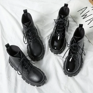 พร้อมส่ง รองเท้าบูทผู้หญิง ส้นหนา ไม่มีซิปข้าง