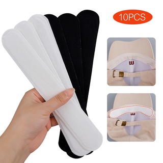 สติกเกอร์ปีกหมวก แบบใช้แล้วทิ้ง 10 ชิ้น / สติกเกอร์ระงับกลิ่นกาย ป้องกันเหงื่อ ปกเสื้อ / สติกเกอร์แผ่นด้านในหมวก ปรับได้ สําหรับทุกเพศ