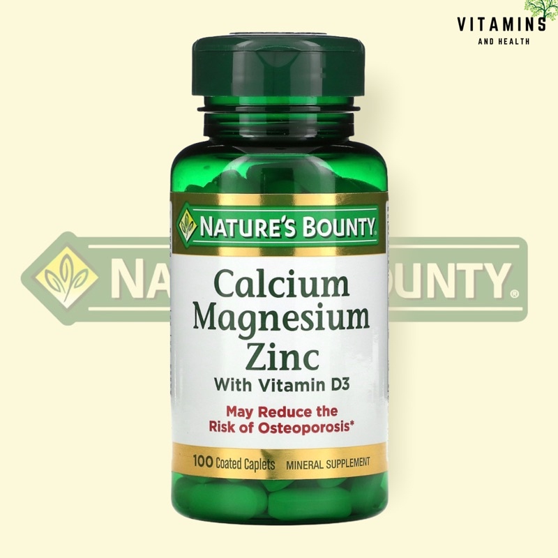 พร้อมส่ง Nature's Bounty, Calcium Magnesium Zinc with Vitamin D3, 100 Caplets | วิตามินรวม แคลเซียม แม็กนีเซียม ซิ้งค์