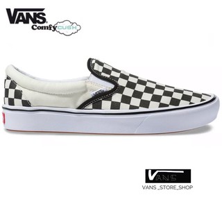 VANS SLIP ON CHECKERBOARD WHITE COMFYCUSH SNEAKERS น้ำหนักเบา สินค้ามีประกันแท้