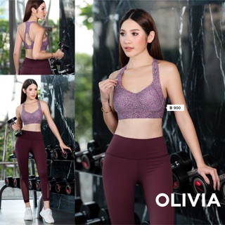 SS67 Olivia Sport Bar สปอร์ตบรารุ่นใหม่ 3D Bar ผ้าพิมพ์ลายกราฟิคสีชมพูสลับม่วง + SS76 Evelynn กางเกงออกกำลังกายสีม่วง