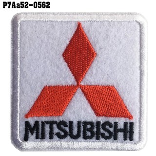 อาร์มติดเสื้อ ตัวรีดติดเสื้อ อาร์มปักลาย โลโก้รถ MITSUBISHI /Size 5*5cm #ปักขาวแดงดำพื้นขาว รุ่น P7Aa52-0562