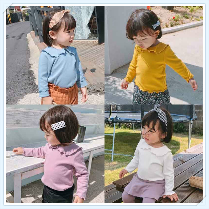 เสื้อยืดแขนยาวเด็กผู้หญิง เสื้อผ้าฤดูใบไม้ร่วง แฟชั่น