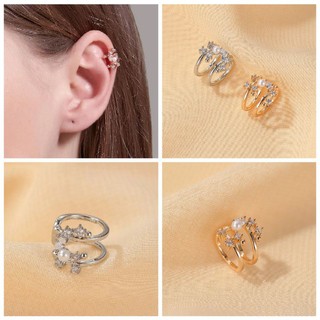 *✧･○ﾟต่างหูแบบหนีบมุกคริสตัล • Crystal Pearl Ear cuff