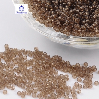 Beadthoven 3000pcs FGB&amp;reg 11/0 Transparent Glass Seed Beads Grade A Round Coffee 2x1.5mm Hole: 0.8mm