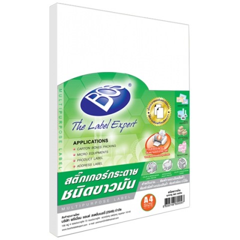KTS (ศูนย์เครื่องเขียน) สติ๊กเกอร์กระดาษชนิด (ขาวมัน) BOSS (จุ 50 แผ่น)