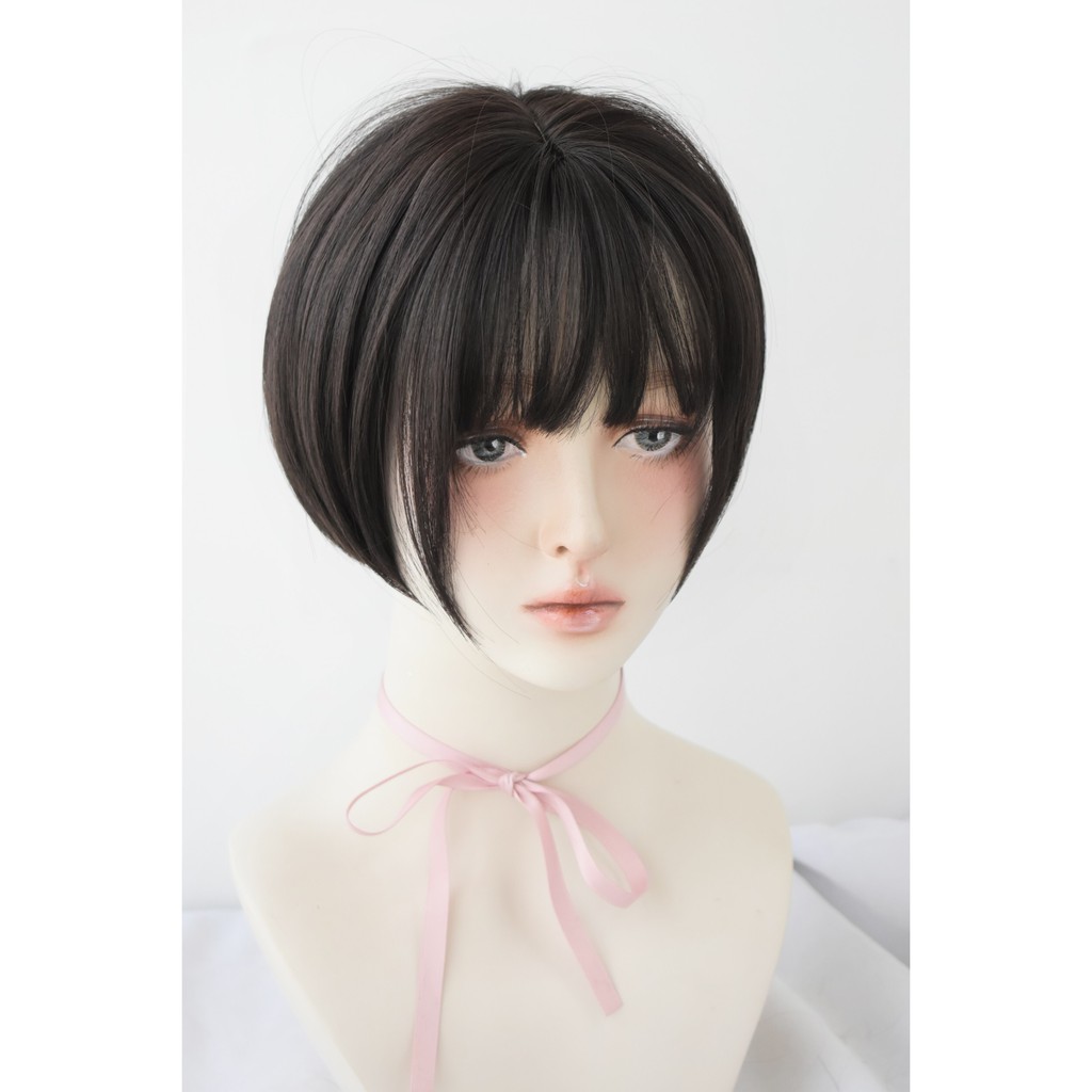 วิกผมสั้น  พร้อมส่ง วิกผม พรีเมี่ยม ซอยผมสั้น น่ารักๆ สไตล์เกาหลียาว 28cm วิกผมสวยราคาถุกแถมnetฟรี