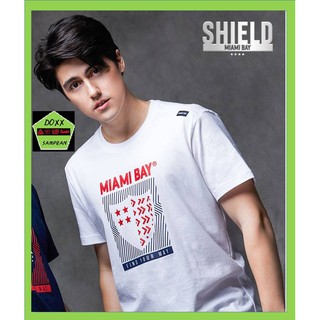 Miami Bay เสื้อคอกลม ชาย รุ่น Shield สีขาว