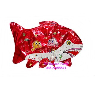 ลูกโป่งก้านรูปปลาฉลามสีแดง ไซต์ 12 นิ้ว Shark Fish Balloon