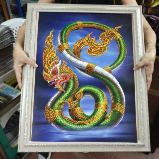 กรอบรูปกระจก พญานาค ติดผนัง เสริมฮวงจุ้ย บ้าน ร้านค้า ดูดทรัพย์ รับโชค บันดาลเงินทอง อยู่เย็นเป็นสุข การค้ารุ่งเรือง