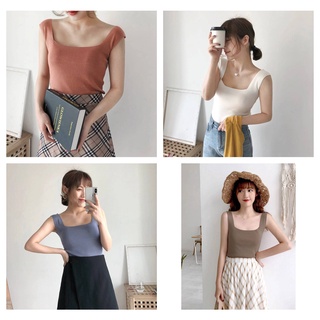 เสื้อกล้ามไหมพรม เสื้อกล้ามผู้หญิง สีพื้น🍓🍓🍓น่ารัก 📣📣 พร้อมส่ง