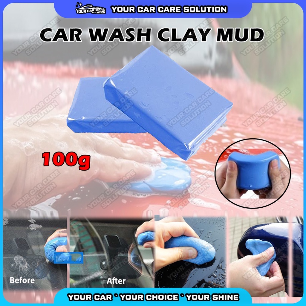 Magic Car Wash Clay Mud Bar 100g ทําความสะอาดรถกระจกคราบ Remover Dirt Reusable Wax Polish Cuci Keret