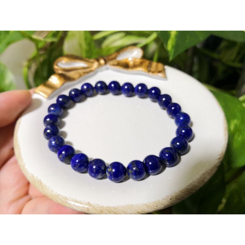 สร้อยข้อมือ Royal Blue Lapis Lazuli ธรรมชาติ 1 สร้อยข้อมือ Royal Blue Lapis Lazuli 7 มม.