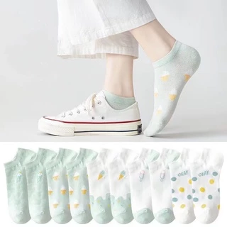syshop899 ถุงเท้าข้อสั้น ลายไอศกรีม [ 1 เซตมี 5คู่ ]ใส่ได้ทั้ง ช/ญ A75